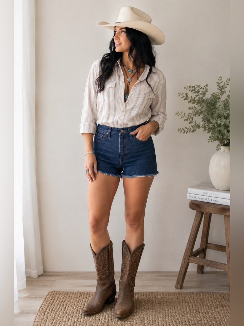 Wrangler 936DEN Cowboy Cut Denim Shorts 28 Cutoff Western
